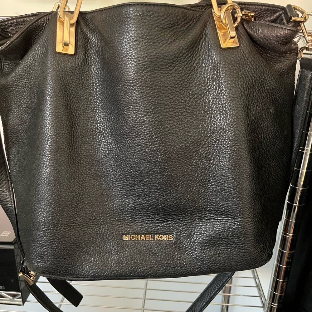 Michael Kors Black Leather Tote Bag/Purse